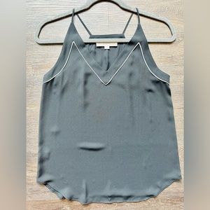 LOFT satin tank! Lightly worn. Black with whit trim